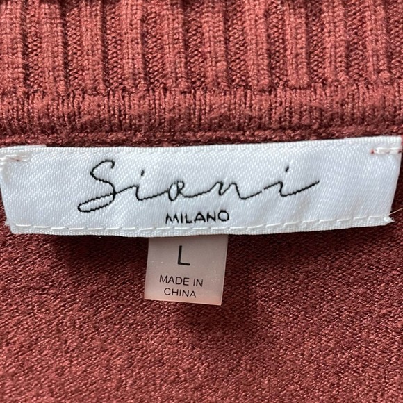 Sioni Milano Mock Neck Mesh Applique Sleeve Detail Sweater Size Large - Picture 7 of 12